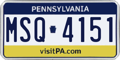 PA license plate MSQ4151