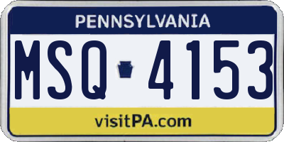 PA license plate MSQ4153