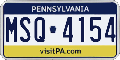 PA license plate MSQ4154