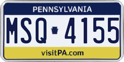 PA license plate MSQ4155