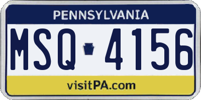 PA license plate MSQ4156