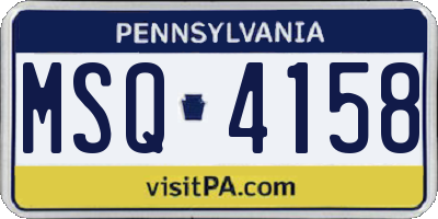 PA license plate MSQ4158
