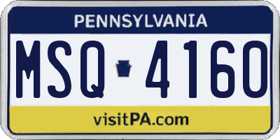 PA license plate MSQ4160