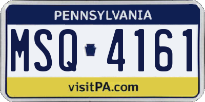 PA license plate MSQ4161
