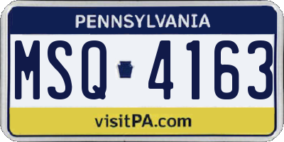 PA license plate MSQ4163
