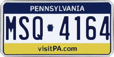 PA license plate MSQ4164