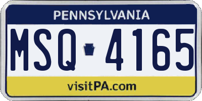 PA license plate MSQ4165