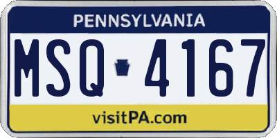 PA license plate MSQ4167