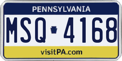 PA license plate MSQ4168