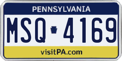 PA license plate MSQ4169