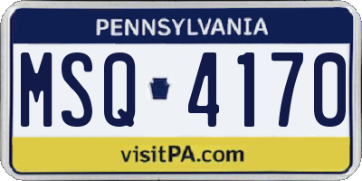 PA license plate MSQ4170
