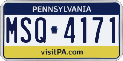 PA license plate MSQ4171