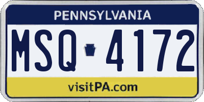 PA license plate MSQ4172