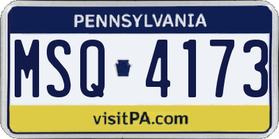 PA license plate MSQ4173