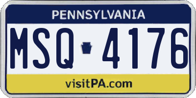 PA license plate MSQ4176