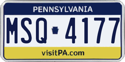PA license plate MSQ4177