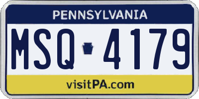 PA license plate MSQ4179