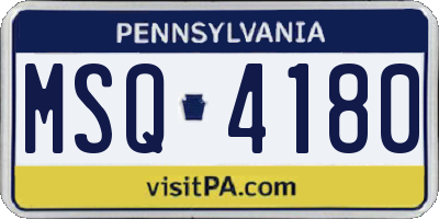 PA license plate MSQ4180