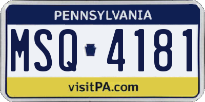 PA license plate MSQ4181