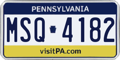 PA license plate MSQ4182
