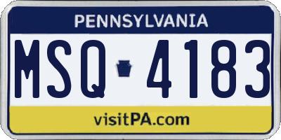 PA license plate MSQ4183