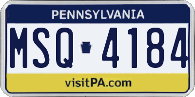 PA license plate MSQ4184