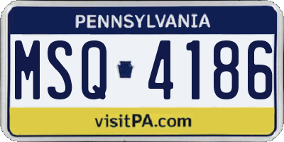 PA license plate MSQ4186