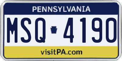 PA license plate MSQ4190