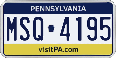 PA license plate MSQ4195