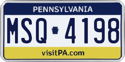 PA license plate MSQ4198