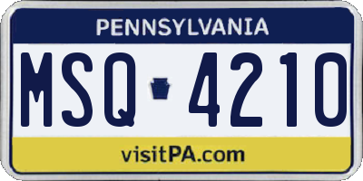PA license plate MSQ4210