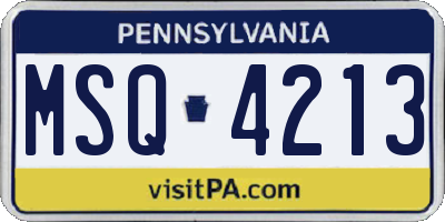 PA license plate MSQ4213