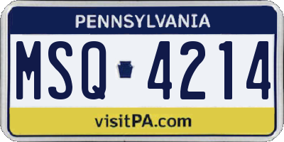 PA license plate MSQ4214