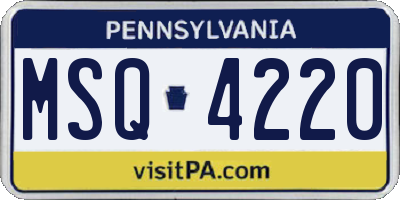 PA license plate MSQ4220