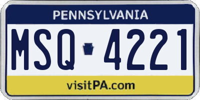 PA license plate MSQ4221