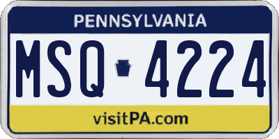 PA license plate MSQ4224