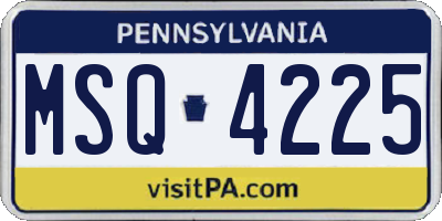 PA license plate MSQ4225
