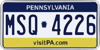 PA license plate MSQ4226
