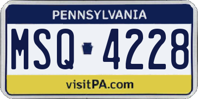PA license plate MSQ4228