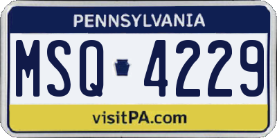 PA license plate MSQ4229