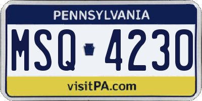PA license plate MSQ4230