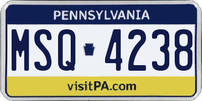 PA license plate MSQ4238