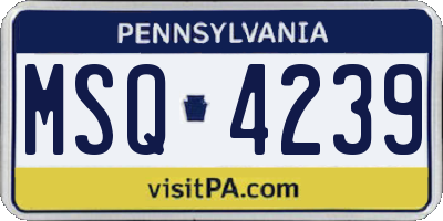 PA license plate MSQ4239