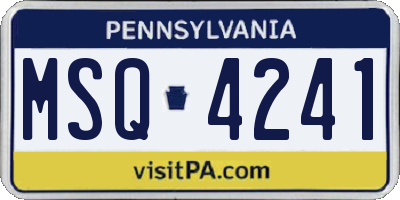 PA license plate MSQ4241