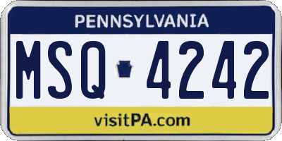 PA license plate MSQ4242