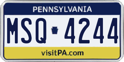 PA license plate MSQ4244