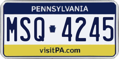 PA license plate MSQ4245