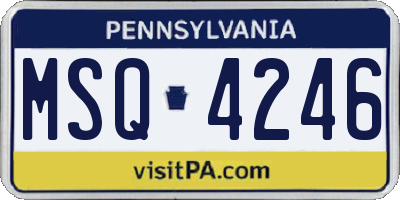 PA license plate MSQ4246