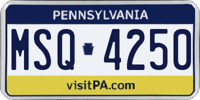 PA license plate MSQ4250