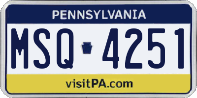 PA license plate MSQ4251